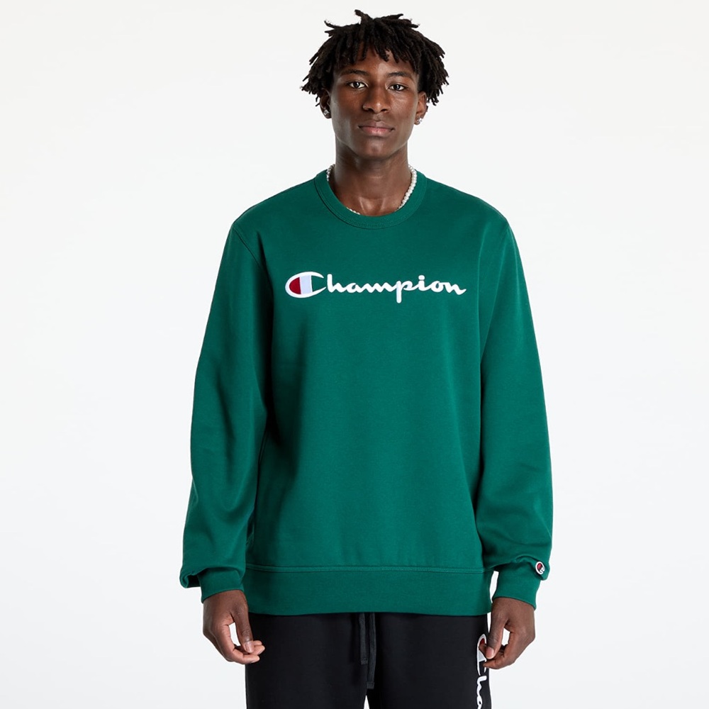 Champion Men's Crewneck Sweater in Green